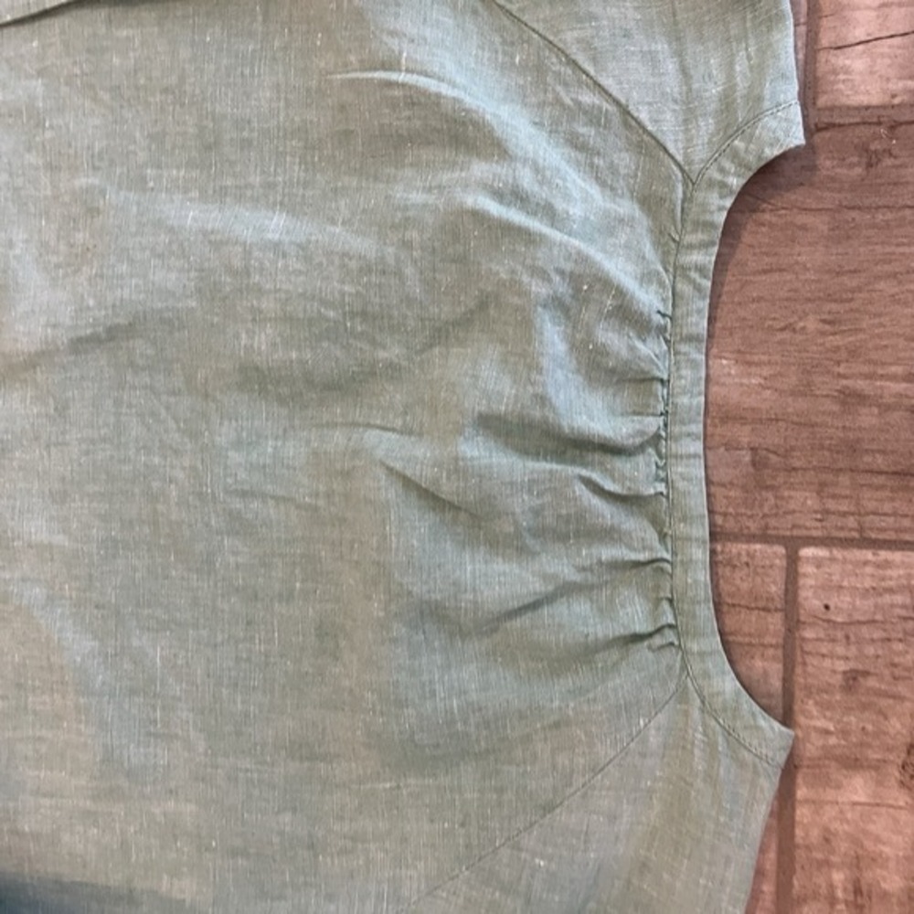 David Jones Linen Top 3/4 Button Front  3/4‎ Sleeve Pale Green Women XXL. Aus - Picture 14 of 14
